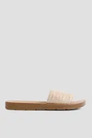 Ardene Wide-Strap Flat Sandals in Beige | Size | Faux Leather