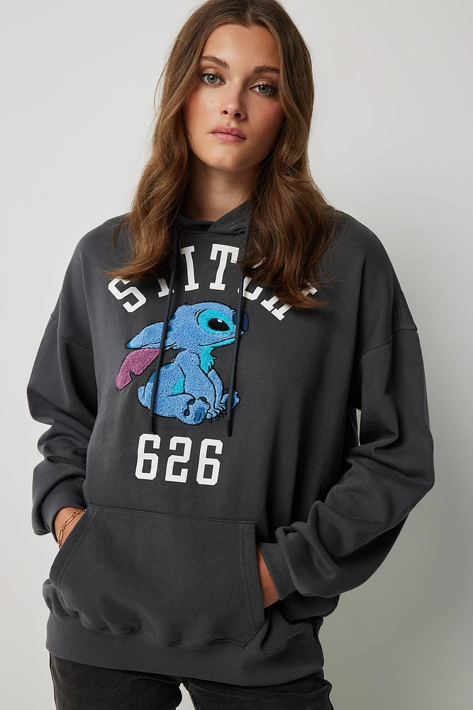 Ardene Stitch Hoodie in Black | Size | Polyester/Cotton | Fleece-Lined