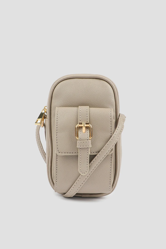 Ardene Faux Leather Phone Bag in Beige | Faux Leather/Polyester