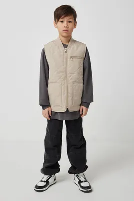 Ardene Kids Quilted vest in Beige | Size | Polyester