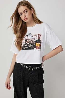 Ardene Graphic Crop Boxy T-Shirt in | Size | 100% Cotton