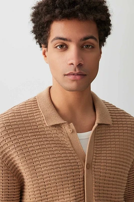 Ardene Man Knitted Short Sleeve Shirt For Men in Brown | Size | 100% Cotton