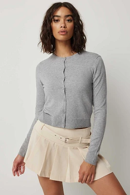 Ardene Crop Cardigan in Grey | Size | Polyester/Nylon/Viscose