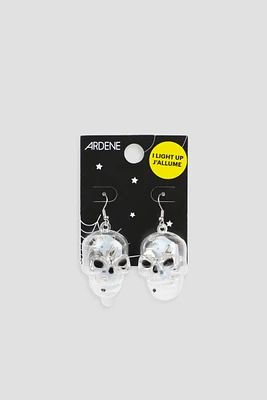 Ardene Light Up Skeleton Earrings in Clear