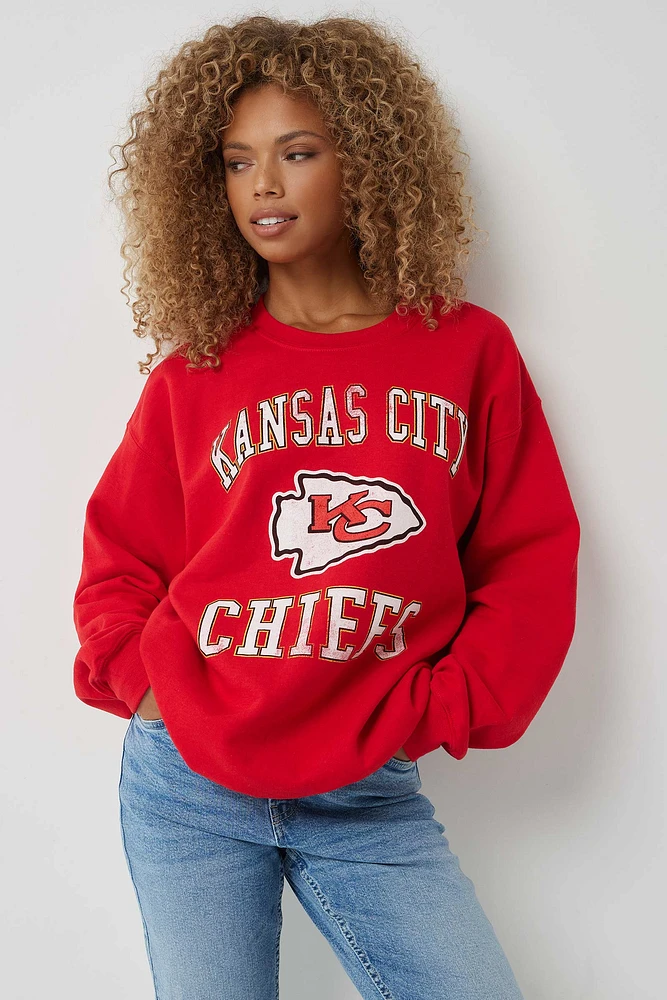 Ardene CHIEFS Sweatshirt in Red | Size | Polyester/Cotton | Fleece-Lined