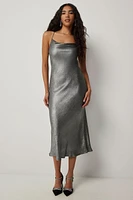 Ardene A.C.W. Silver Open Back Slip Dress | Size | Polyester