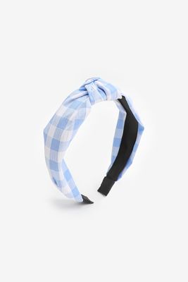 Ardene Gingham Knotted Headband in Blue