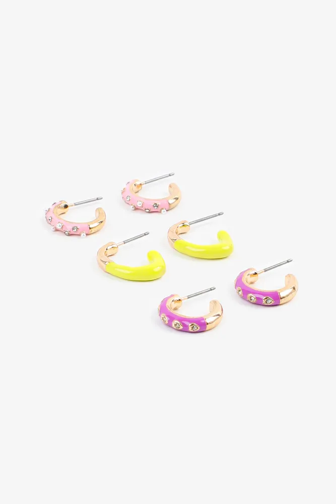 Ardene Pack of Enamel Hoop Earrings | Stainless Steel