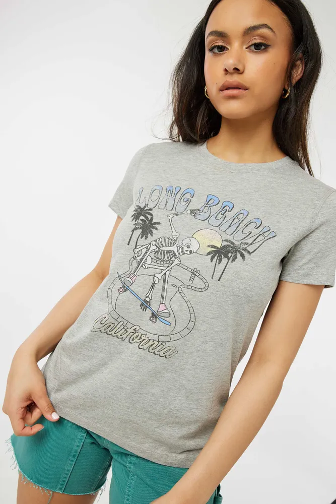 Ardene Classic Graphic Tee in Grey | Size | 100% Cotton