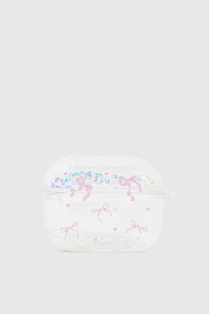 Ardene Bow & Glitter AirPods Case in Clear