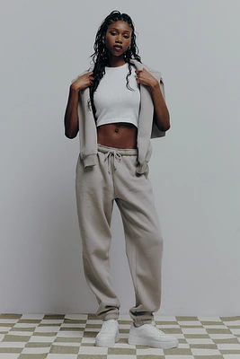 Ardene MADESOFT Fleece Baggy Sweatpants in Pebble Taupe | Size | Polyester/Cotton | Eco-Conscious