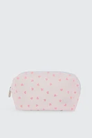 Ardene Heart Print Makeup Bag in Light Pink | Polyester