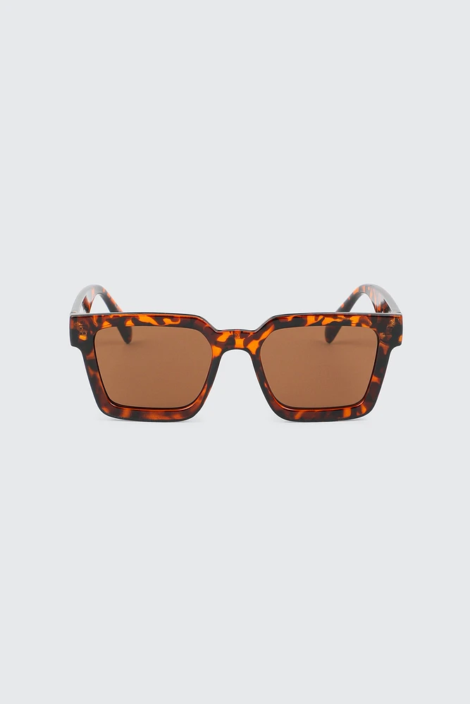 Ardene Man Black Rectangular Sunglasses For Men in Brown