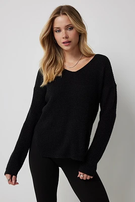 Ardene Shaker Stitch V-Neck Sweater in | Size | 100% Acrylic