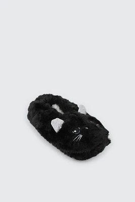 Ardene Kids Cat Slippers in Black | Size | Polyester