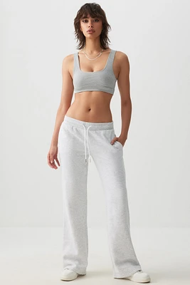 Ardene MADESOFT Fleece Low Rise Flare Sweatpants in Saltstone Grey | Size | Polyester/Cotton