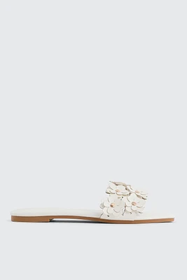Ardene 3D Floral Flat Sandals in | Size | Faux Leather | Eco-Conscious