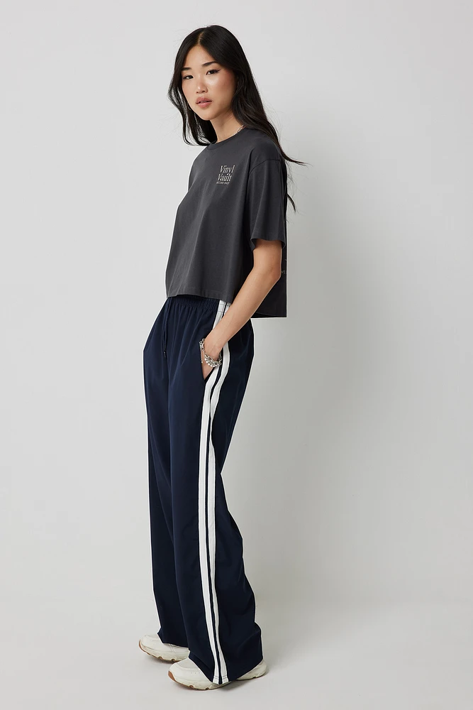 Ardene Side Stripe Track Pants in Dark Blue | Size | Nylon