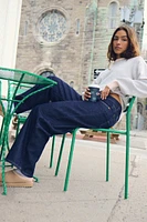Ardene Low Rise Wide Leg Jeans in Dark Blue | Size | 100% Cotton