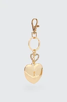 Ardene Heart Lock & Key Keychain in Gold