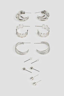 Ardene 6-Pack Pearl & Crystal Earrings in Silver | Stainless Steel