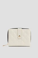 Ardene Quilted Wallet in White | Faux Leather/Polyester