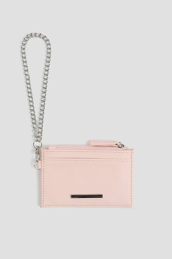 Ardene Faux Leather Cardholder in Light Pink | 100% Recycled Polyester/Faux Leather | Eco-Conscious