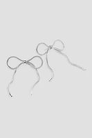 Ardene Chain Bow Earrings in Silver | Stainless Steel