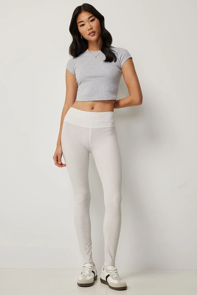 Ardene Super Soft Wide Waistband Leggings in Light Grey | Size | Polyester/Spandex | Eco-Conscious