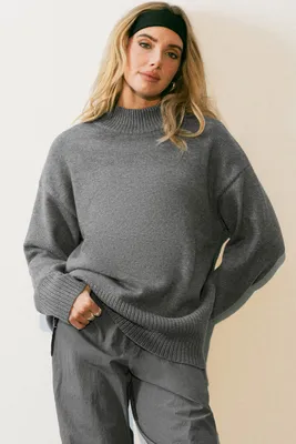 Ardene Long Mock Neck Sweater in Grey | Size