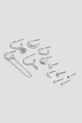 Ardene 12-Pack of Mix & Match Earrings in Silver | Stainless Steel