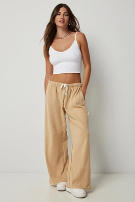 Ardene Double Stripe Baggy Sweatpants in Beige | Size | Polyester/Cotton