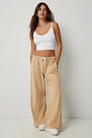 Ardene Double Stripe Baggy Sweatpants in Beige | Size | Polyester/Cotton