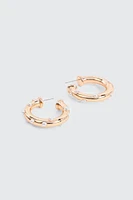 Ardene Tubular Hoop Earrings with Mini Pearls in Gold | Stainless Steel