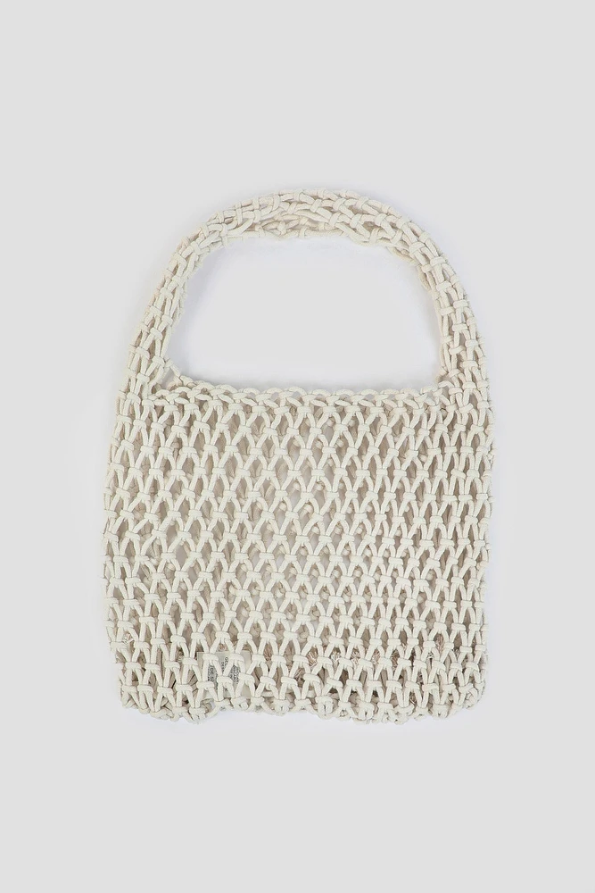 Ardene A.C.W. Crochet Bag in White | Polyester
