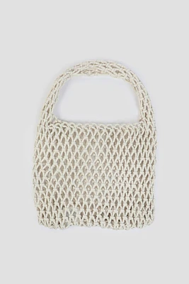 Ardene A.C.W. Crochet Bag in White | Polyester