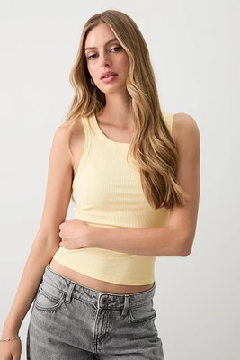 Ardene Basic Super Soft High Neck Tank in Light Yellow | Size | Polyester/Elastane | Eco-Conscious