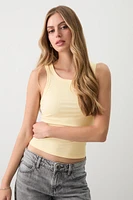 Ardene Basic Super Soft High Neck Tank in Light Yellow | Size | Polyester/Elastane | Eco-Conscious