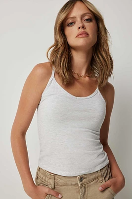 Ardene Basic Crop Ribbed Tank Top in Light Grey | Size | Cotton/Elastane | Eco-Conscious