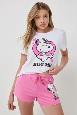 Ardene Hug Me Snoopy PJ Set in Pink | Size