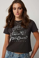 Ardene Chevrolet Crop T-Shirt in Black | Size | 100% Cotton