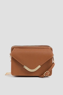 Ardene Envelope Phone Bag in Cognac | Faux Leather/Polyester