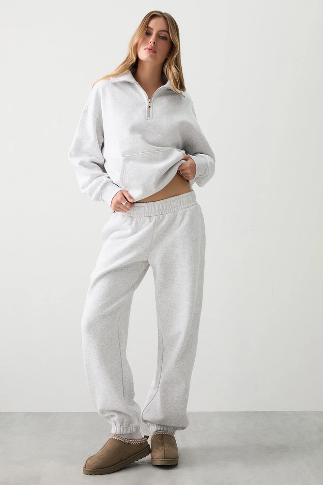 Ardene Washed Sweatpants in Light | Size | Polyester/Cotton | Fleece-Lined