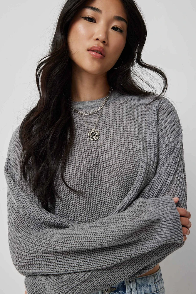 Ardene Boxy Crop Sweater in | Size Small | 100% Acrylic