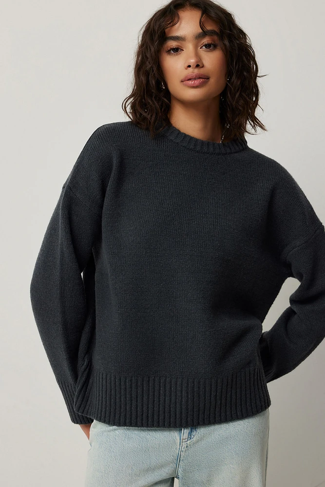 Ardene Long Oversized Sweater in Dark Grey | Size Large