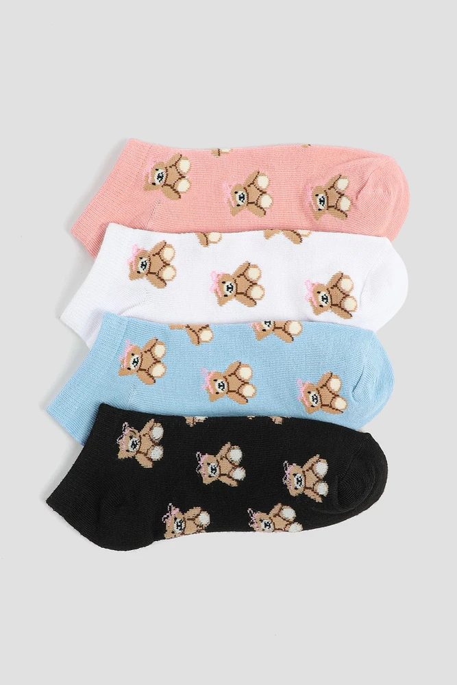 Ardene 4-Pack Bear Demi Crew Socks | Polyester/Spandex