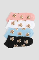 Ardene 4-Pack Bear Demi Crew Socks | Polyester/Spandex