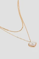 Ardene Two-Row Necklace with Bubble Heart Pendant in Gold