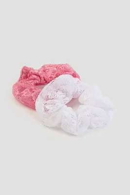 Ardene 2-Pack Lace Scrunchies in Pink