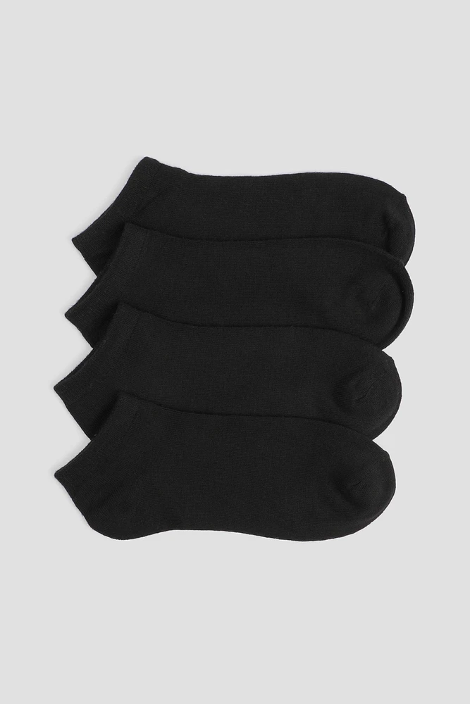 Ardene 4-Pack Bamboo Rayon Ankle Socks in Black | Polyester/Rayon/Elastane | Eco-Conscious